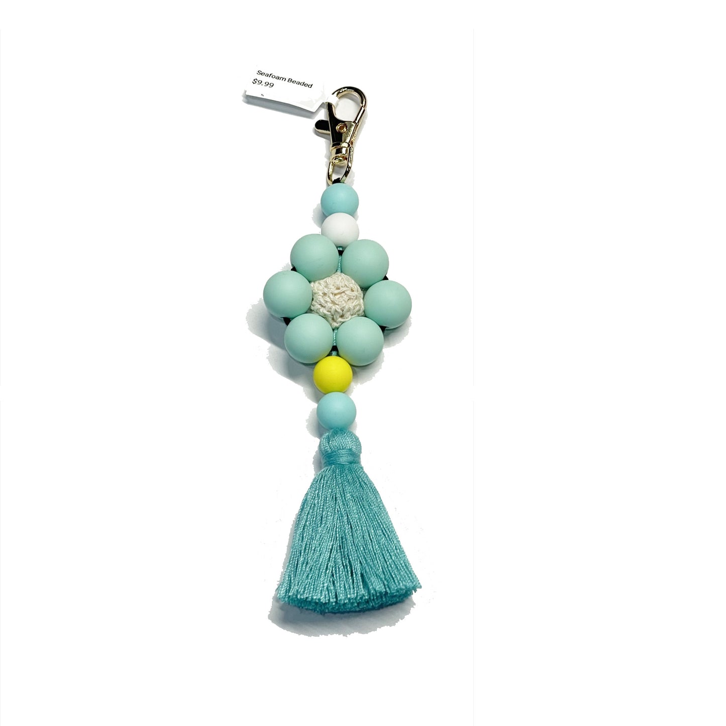 Seafoam Flower Tassel Keychain