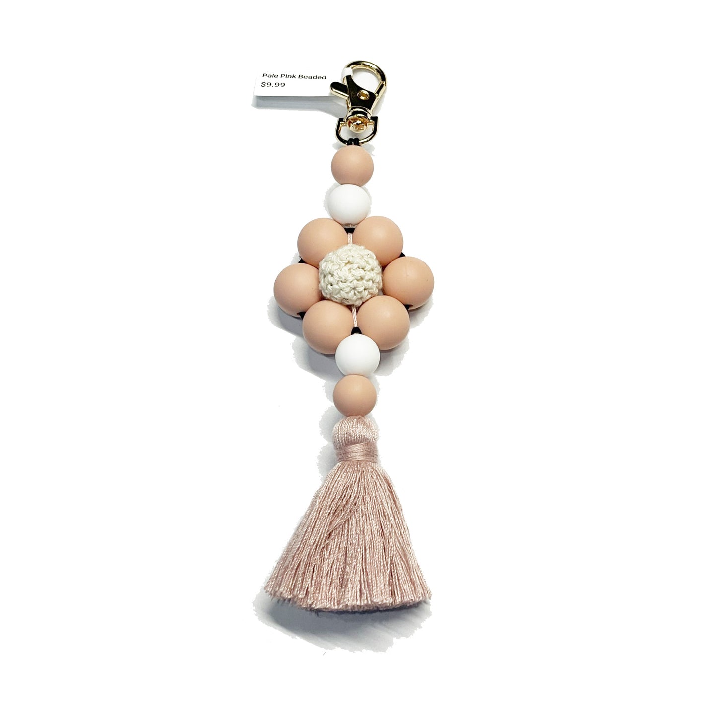 Pale Pink Flower Tassel Keychain