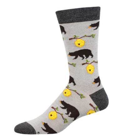 Socksmith Bears and Bees Gray Mens