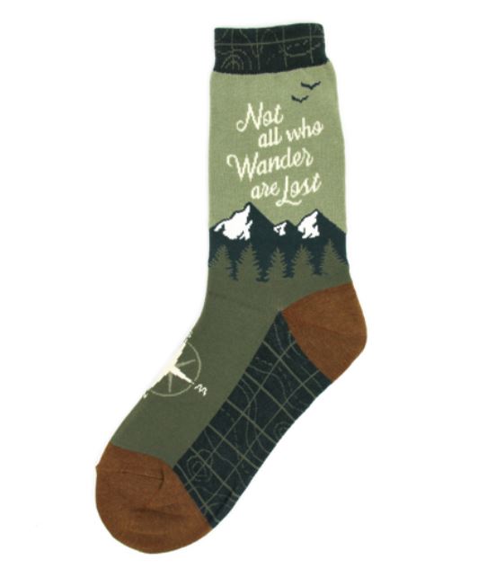 Foot Traffic Not All Who Wander Are Lost Socks Womens