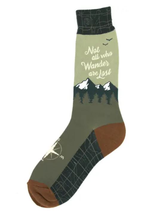 Foot Traffic Not All Who Wander Are Lost Socks Mens