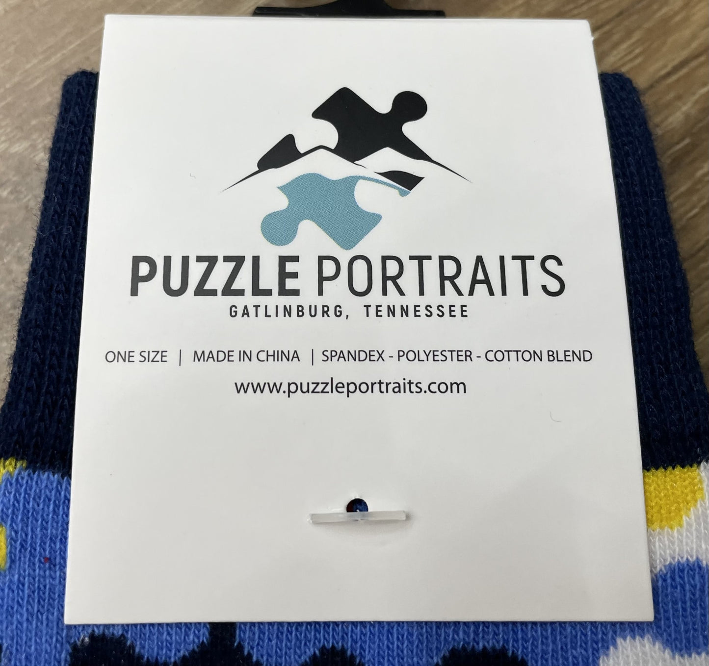 Puzzle Portraits Yellow, Blue, Red, & White Socks