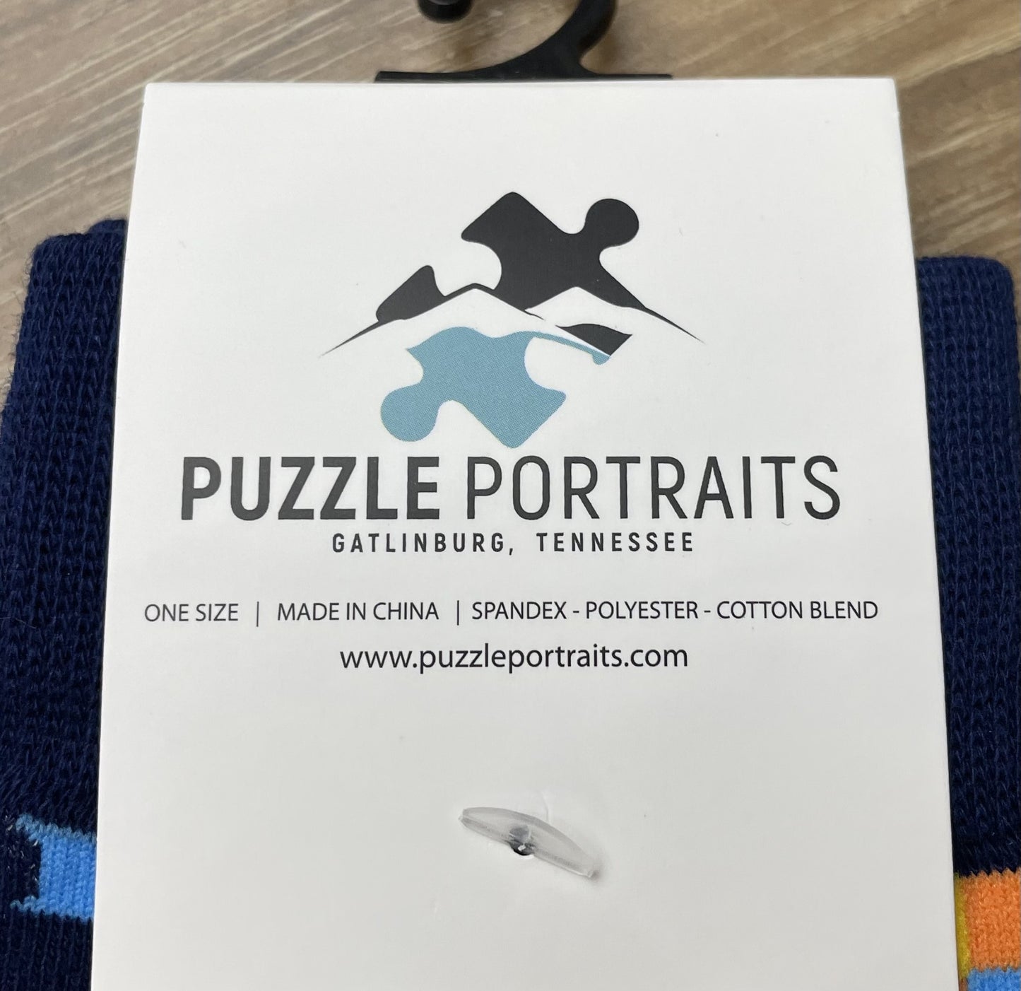 Puzzle Portraits Blue, Orange, & Yellow Socks